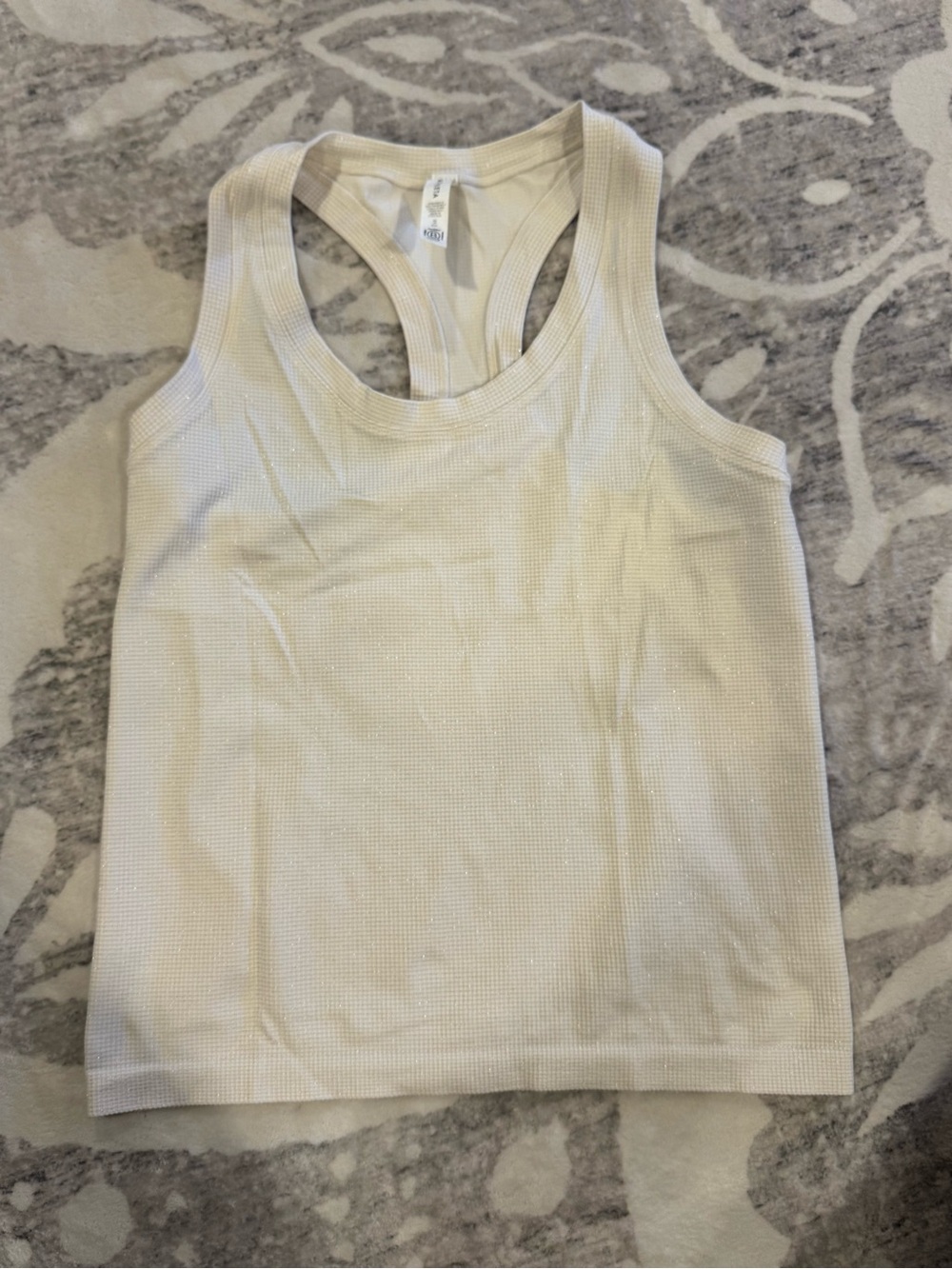 Athleta White Sparkle Ribbed Racerback Tank